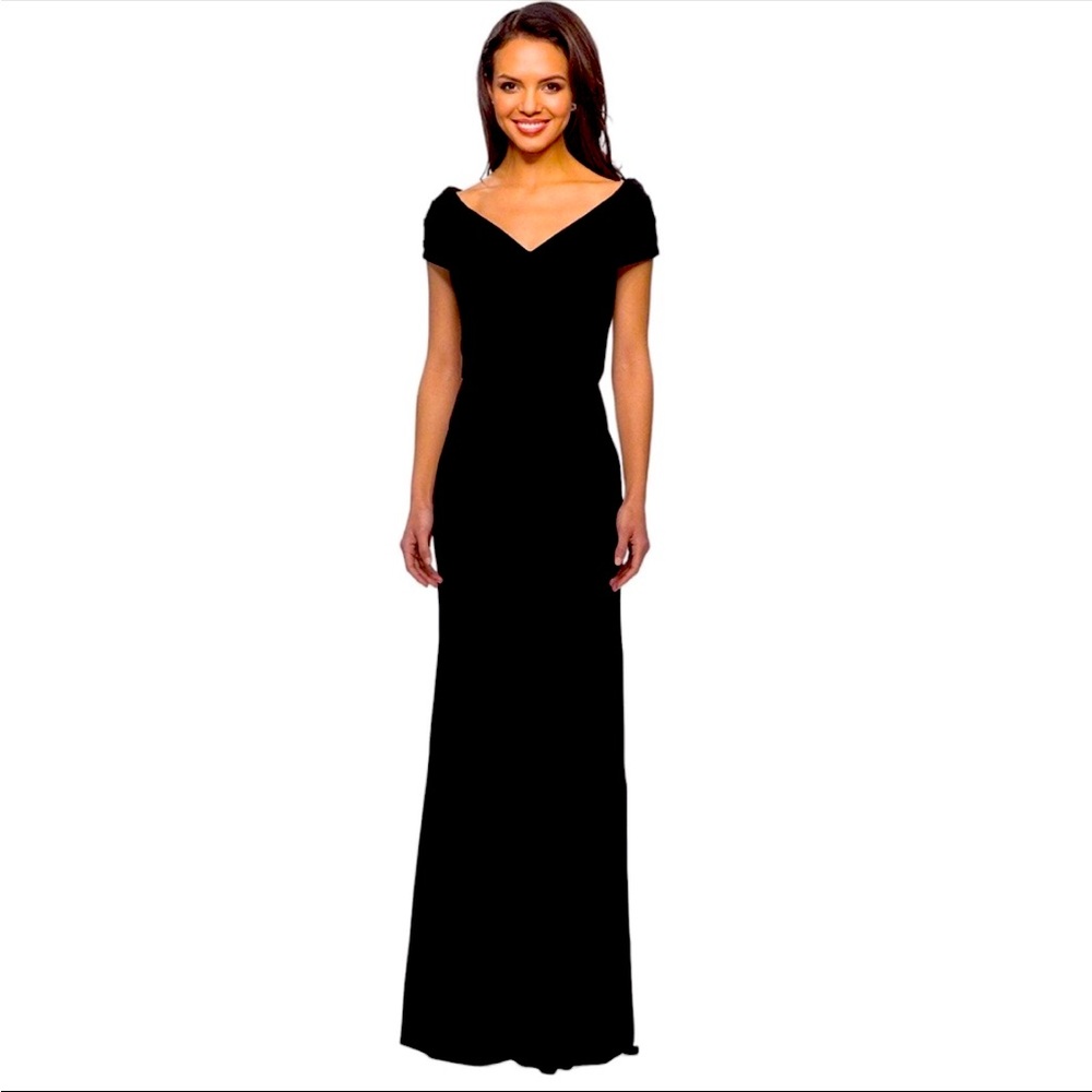 La Femme Off Shoulder / Cap Sleeves V Neck Long Sheath Gown NWT